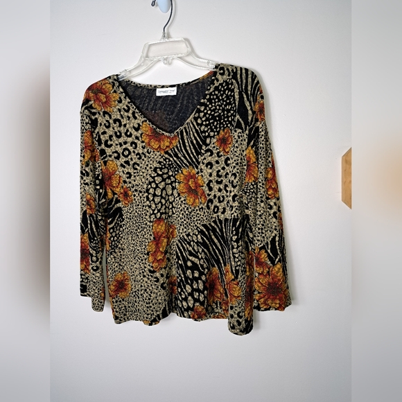 Coldwater Creek Size L / XL Women's Floral / Animal Print Top - Picture 2 of 7